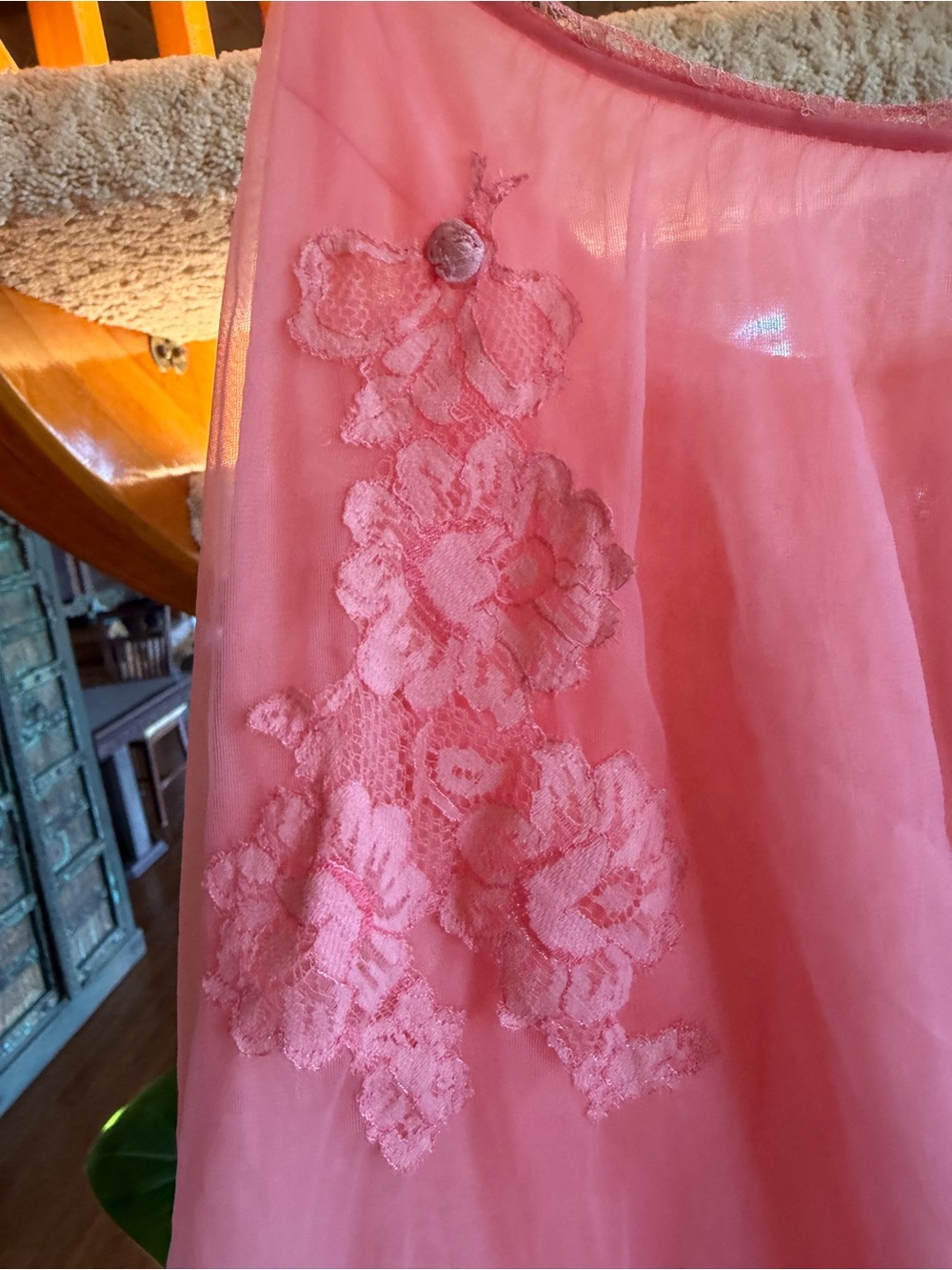 Vintage Pink Peignoir slip nightie imperfection but fabulous - Picture 4 of 14